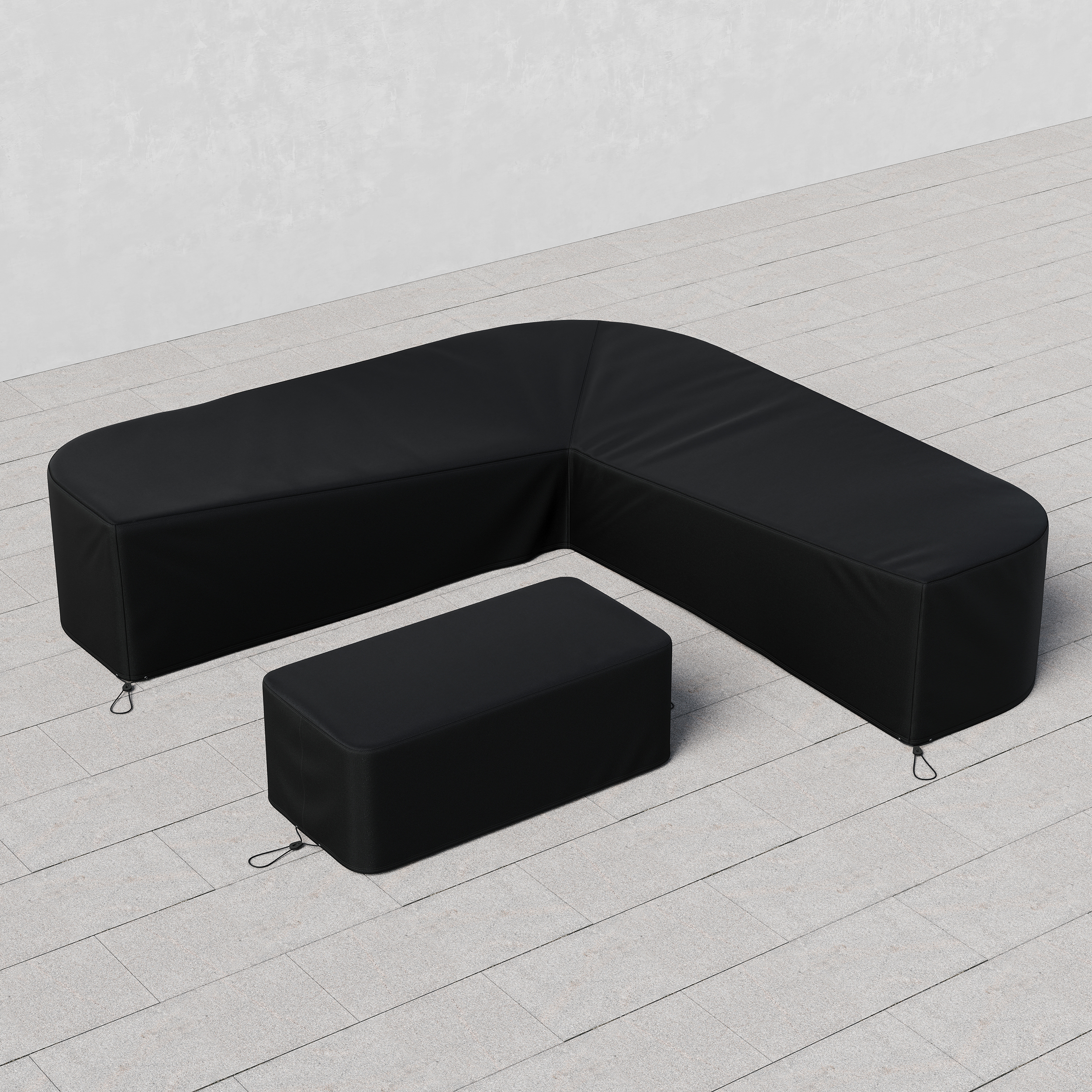 600D 2-Piece Polyester Weatherproof Outdoor Patio Furniture Set Covers in Black