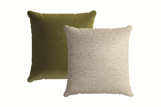60x60cm Textured Boucle Scatter Cushion in Alpaca with Olive Cotton Matt Velvet reverse - sofa.com
