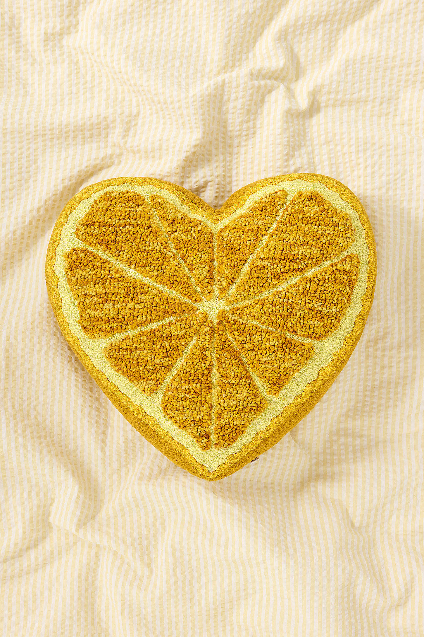 Orange Heart Cushion - Yellow