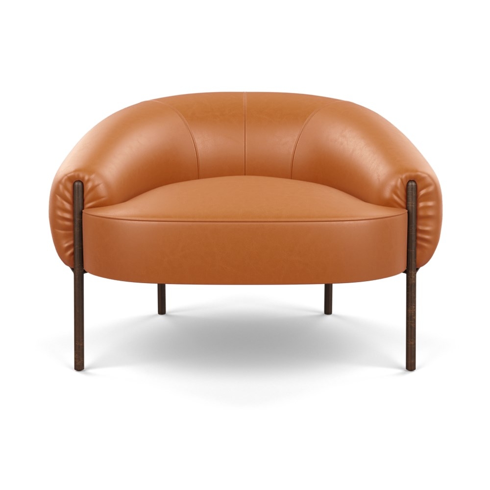 Heal's Isola Armchair Daino Leather Treacle Bronze Feet