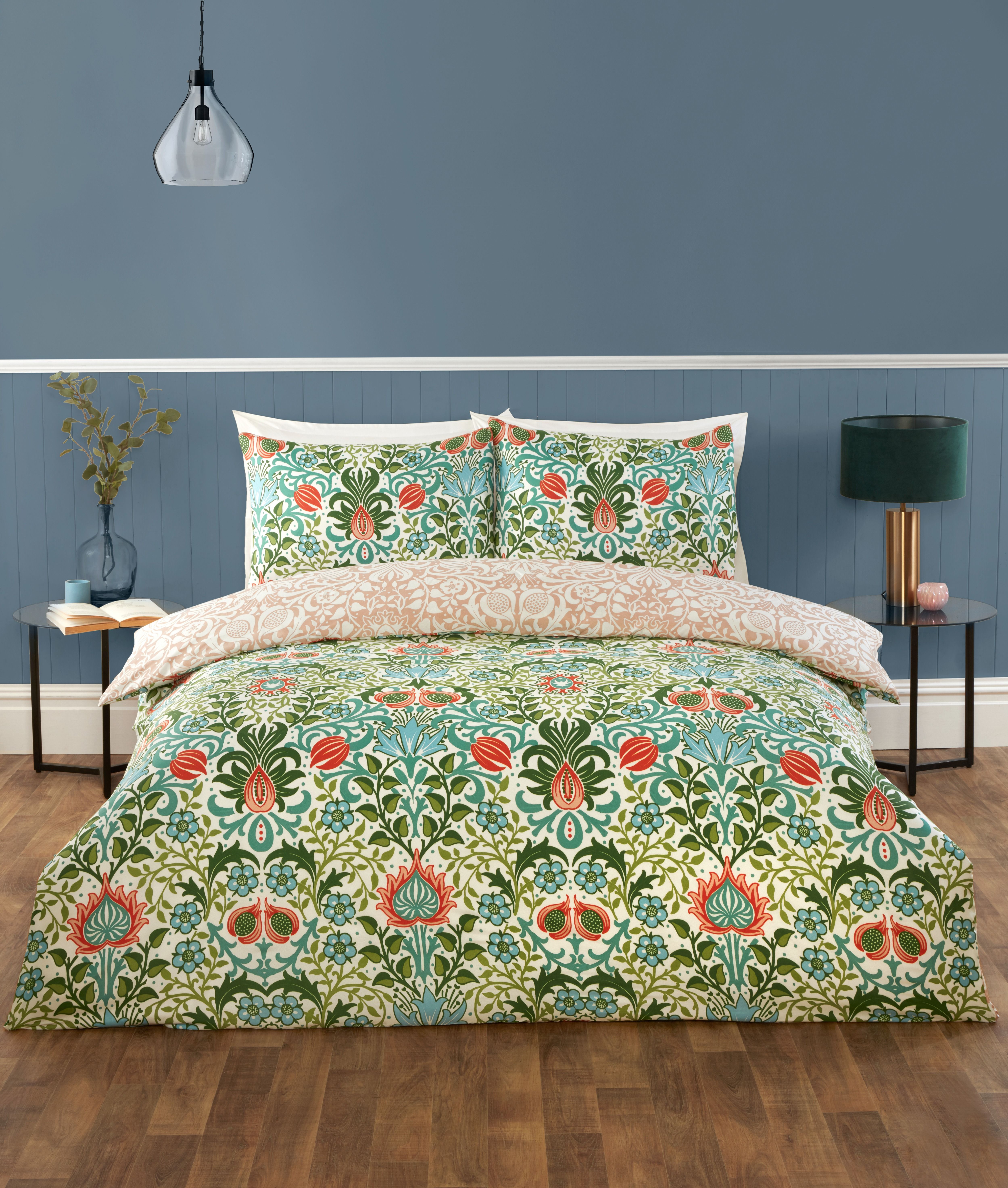 Rapport Home Heritage Flora Microfibre Reversible Duvet Cover Set with Pillowcase