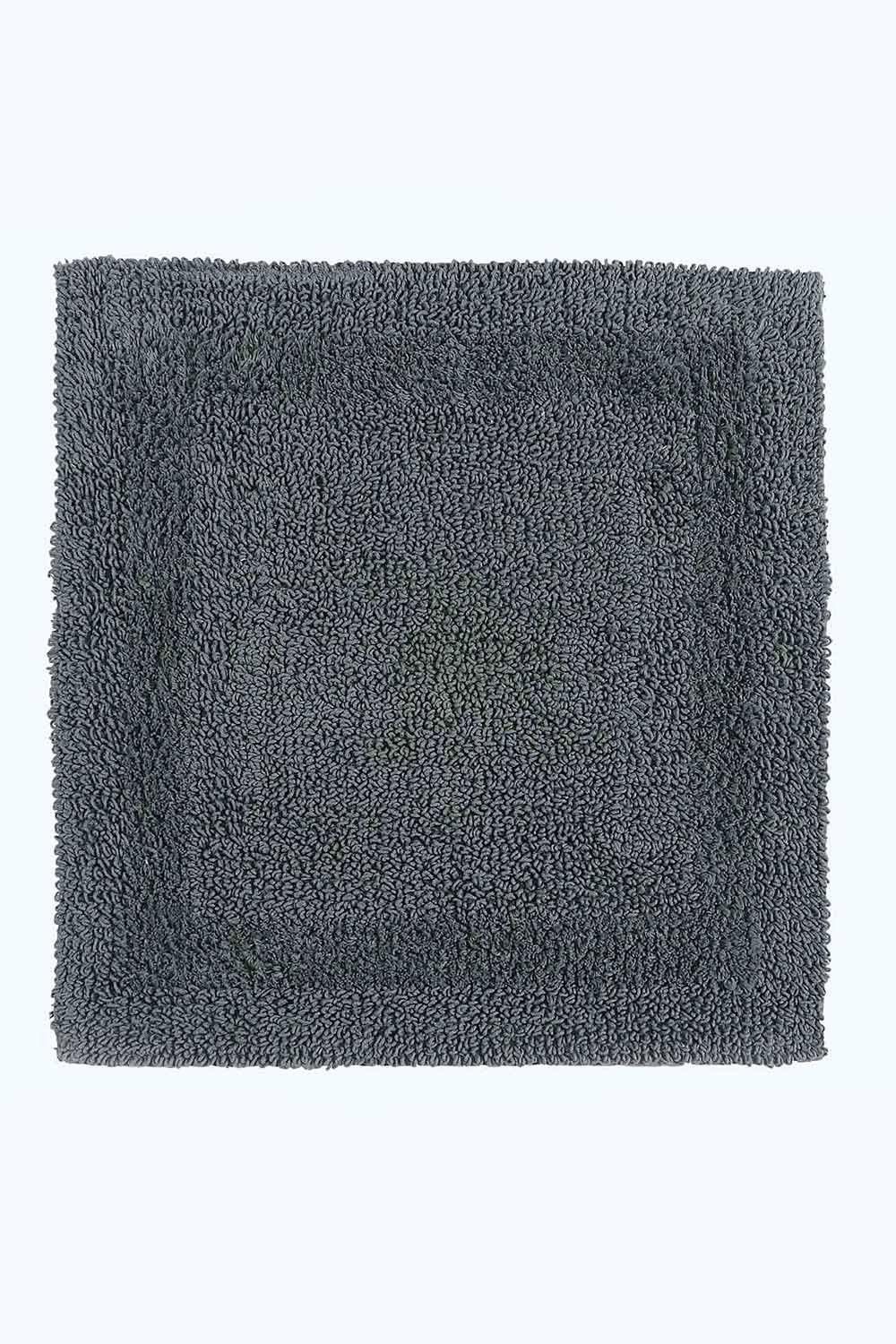 Homescapes Luxury Square Bath Mat 1600GSM 100% Cotton Reversible Shower Mat, 50cm in Grey