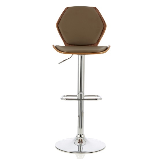 Melanie Bar Stool In Walnut And Beige PU With Chrome Base