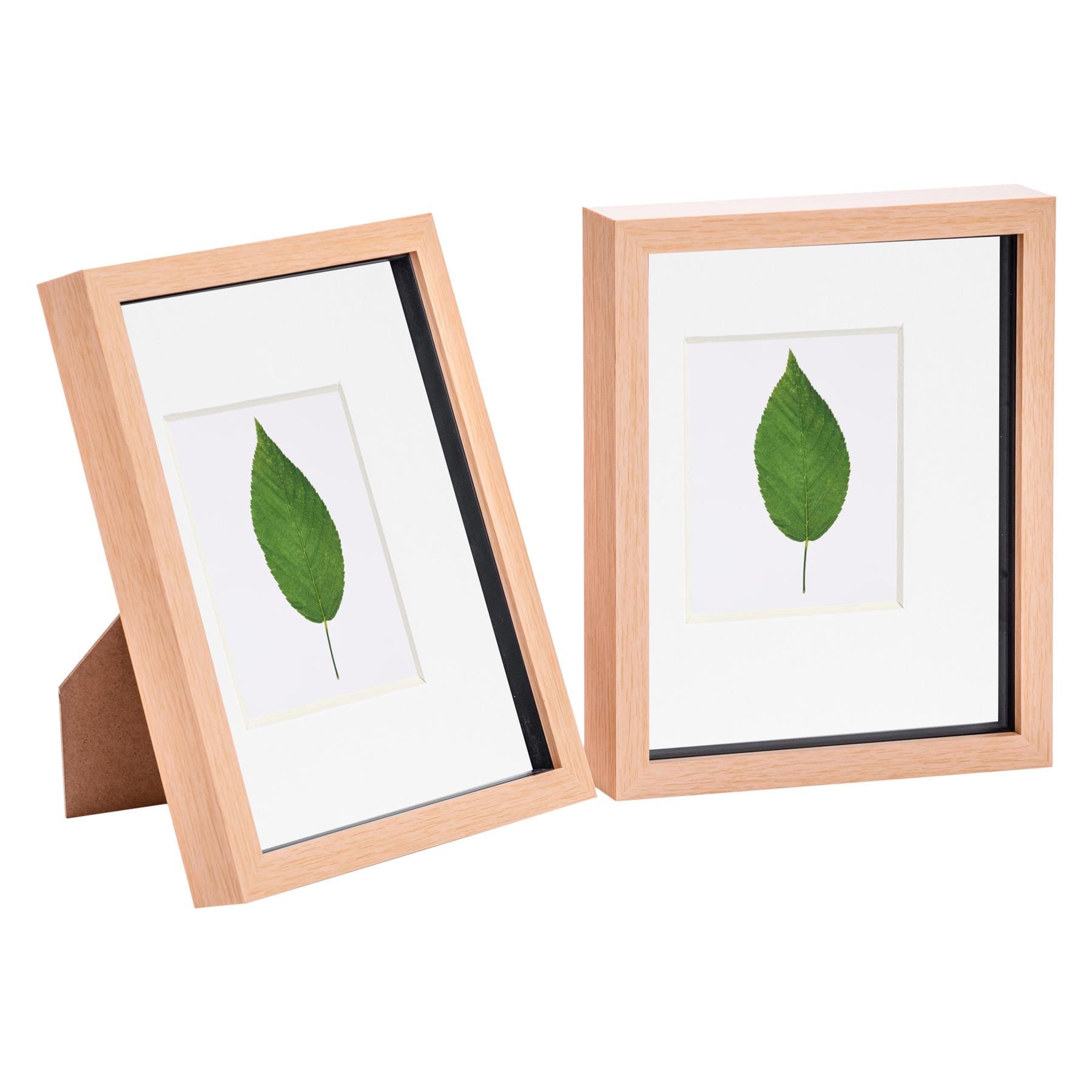 Nicola Spring 3D Box Photo Frames - 8 x 10" with 4 x 6" Mount - Black Mount - Pack of 2 in Light Brown