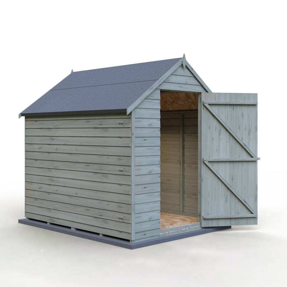 Shires Overlap 7 x 5 Feet Pressure Treated Value Range Shed Single Door in Grey 4