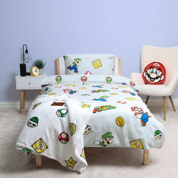 Super Mario Character Grey Duvet Cover & Pillowcase Set
