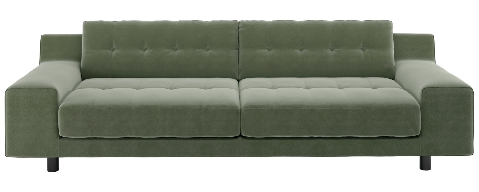 Habitat Hendricks 4 Seater Velvet Sofa - Sage Green
