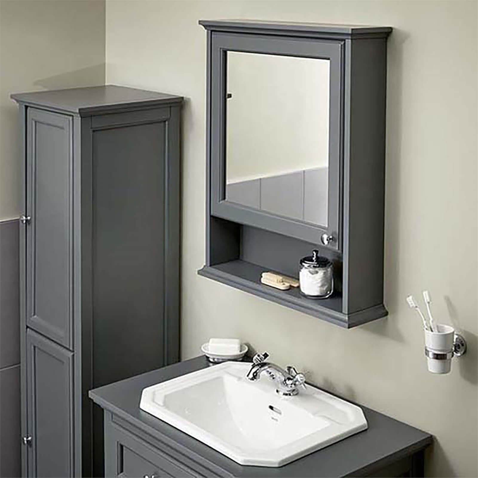 Bathstore Savoy Mirror Wall Cabinet - Grey