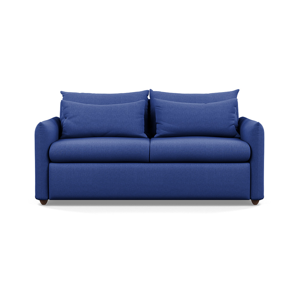 Heal's Pillow 3 Seater Sofa Bed Brushed Cotton Cobalt Chestnut Stain Feet