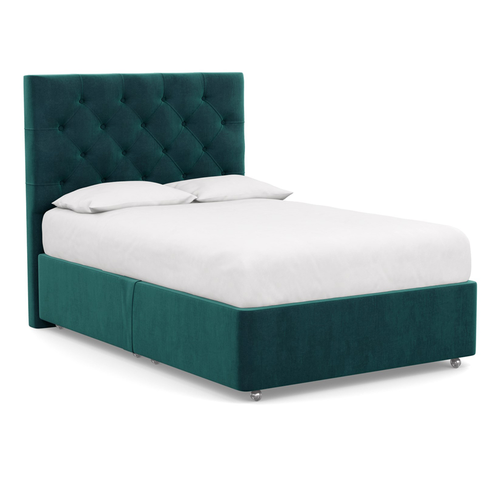 Heal's Heal's Deep Divan Double 2 Footend & 2 Continental Double Velvet Fir