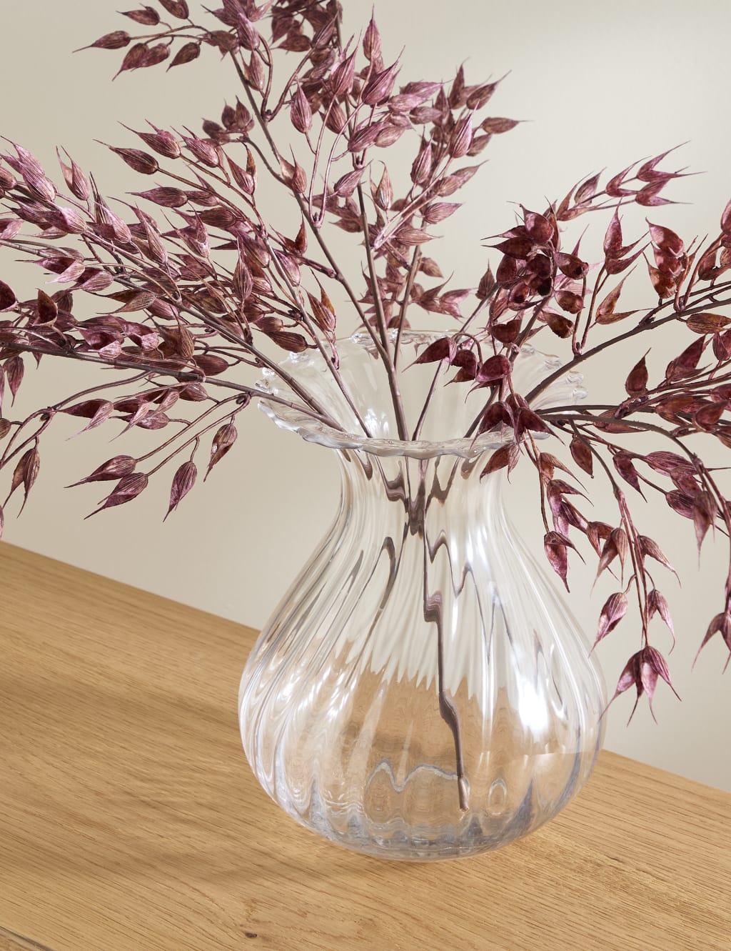 M&S Fluted Glass Bouquet Vase Clear