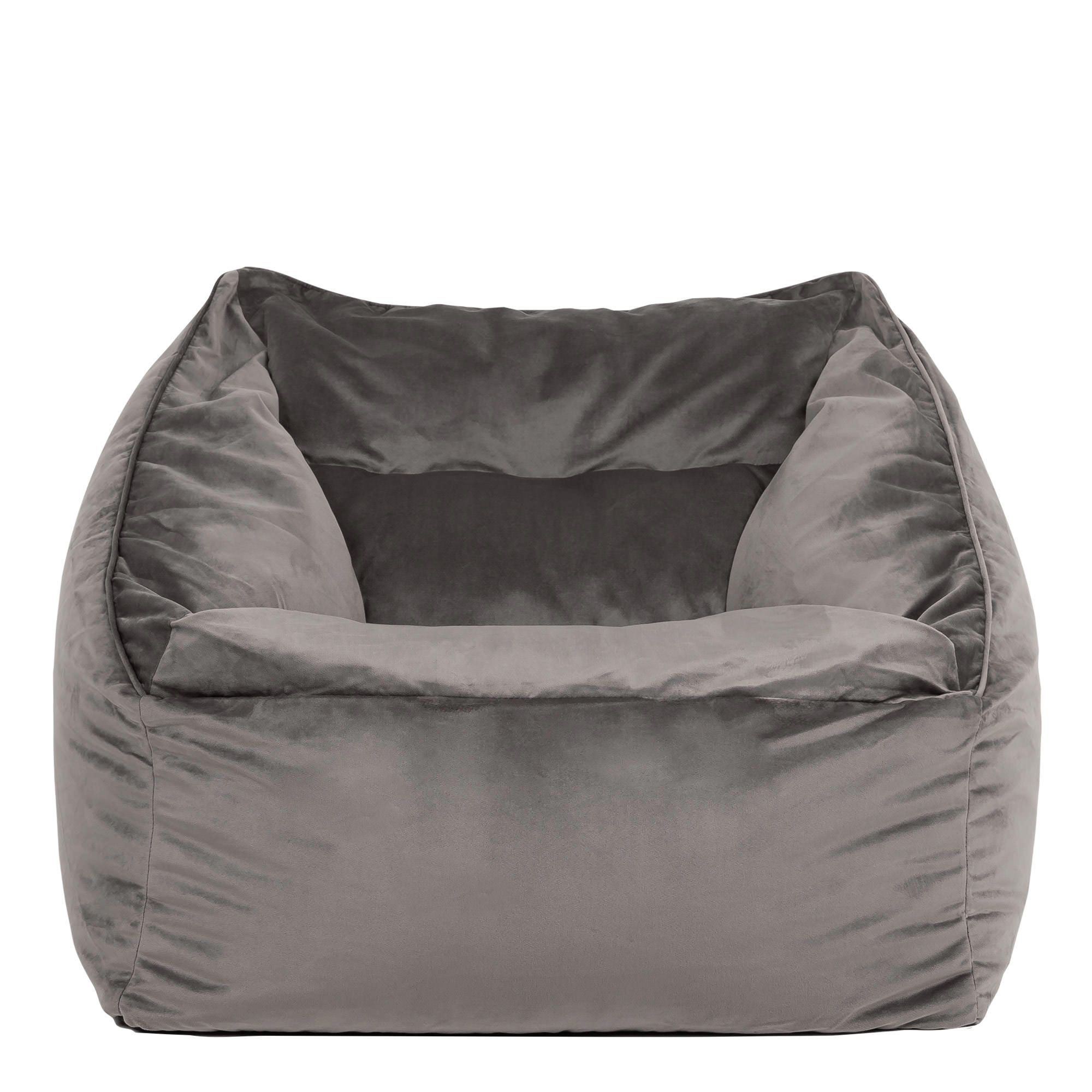 icon Natalia Velvet Adults Bean Bag Armchair, Large Beanbag Dusk Pink in Charcoal