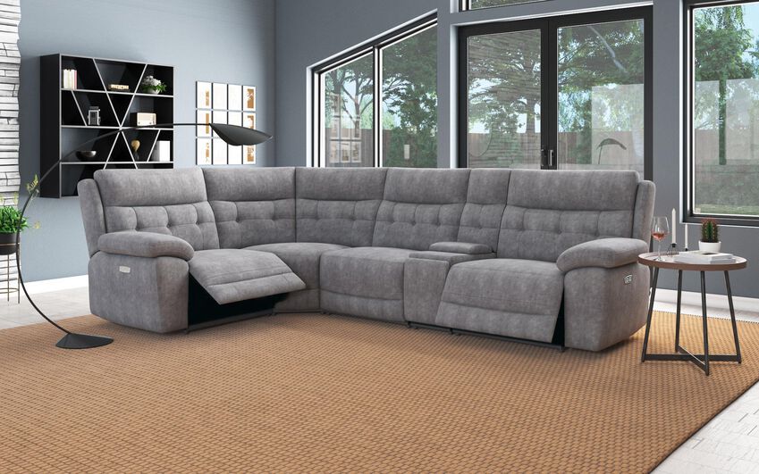 Fabric Belford 1 Corner 3 Power Recliner Sofa with Console