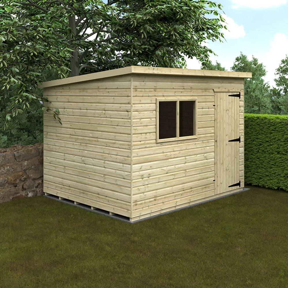 Buttercup Farm 10 x 8 Feet Tanalised Deluxe Pent 16mm Shed - Solid Wood/Softwood/Pine in Natural 2