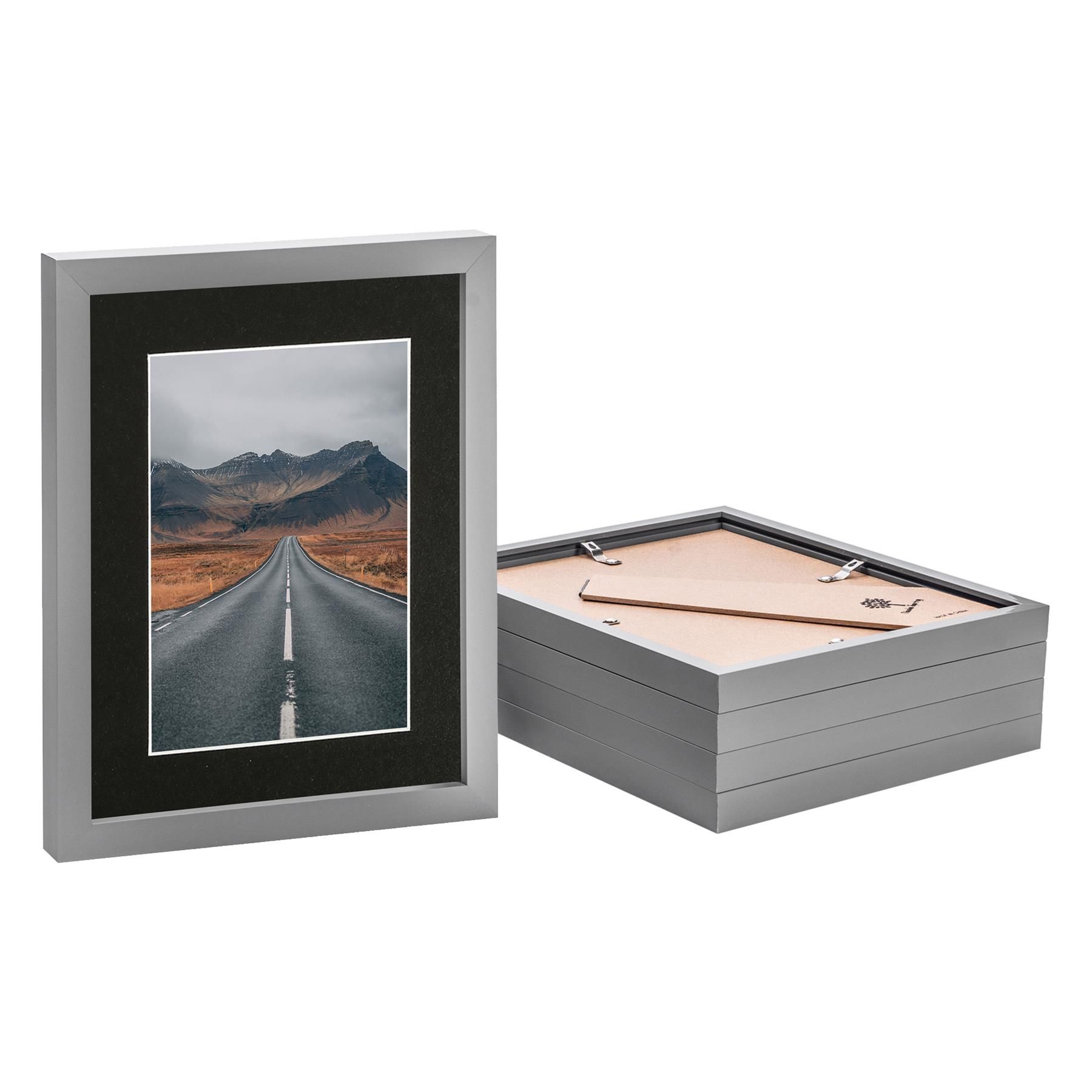 Nicola Spring Photo Frames with 5" x 7" Mount - 8" x 10" - Ivory Mount - Pack of 5 in Grey