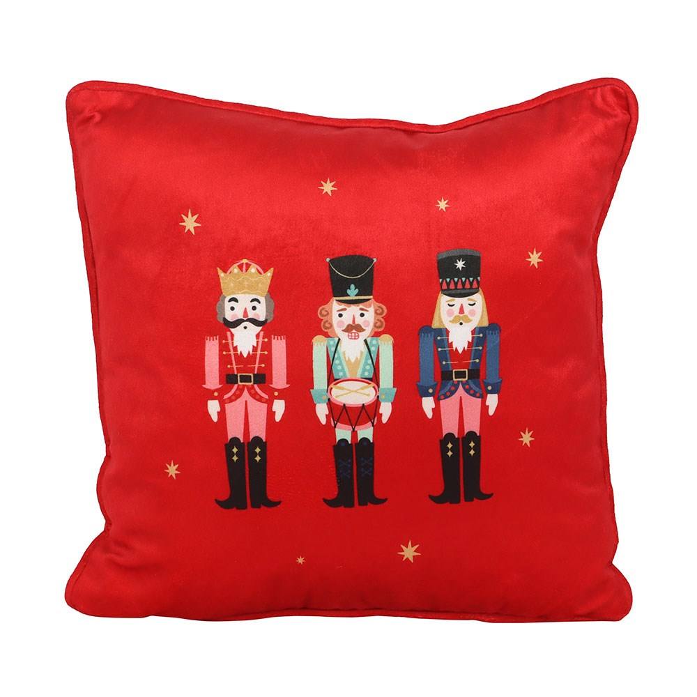 Something Different Square Nutcracker Cushion in Red