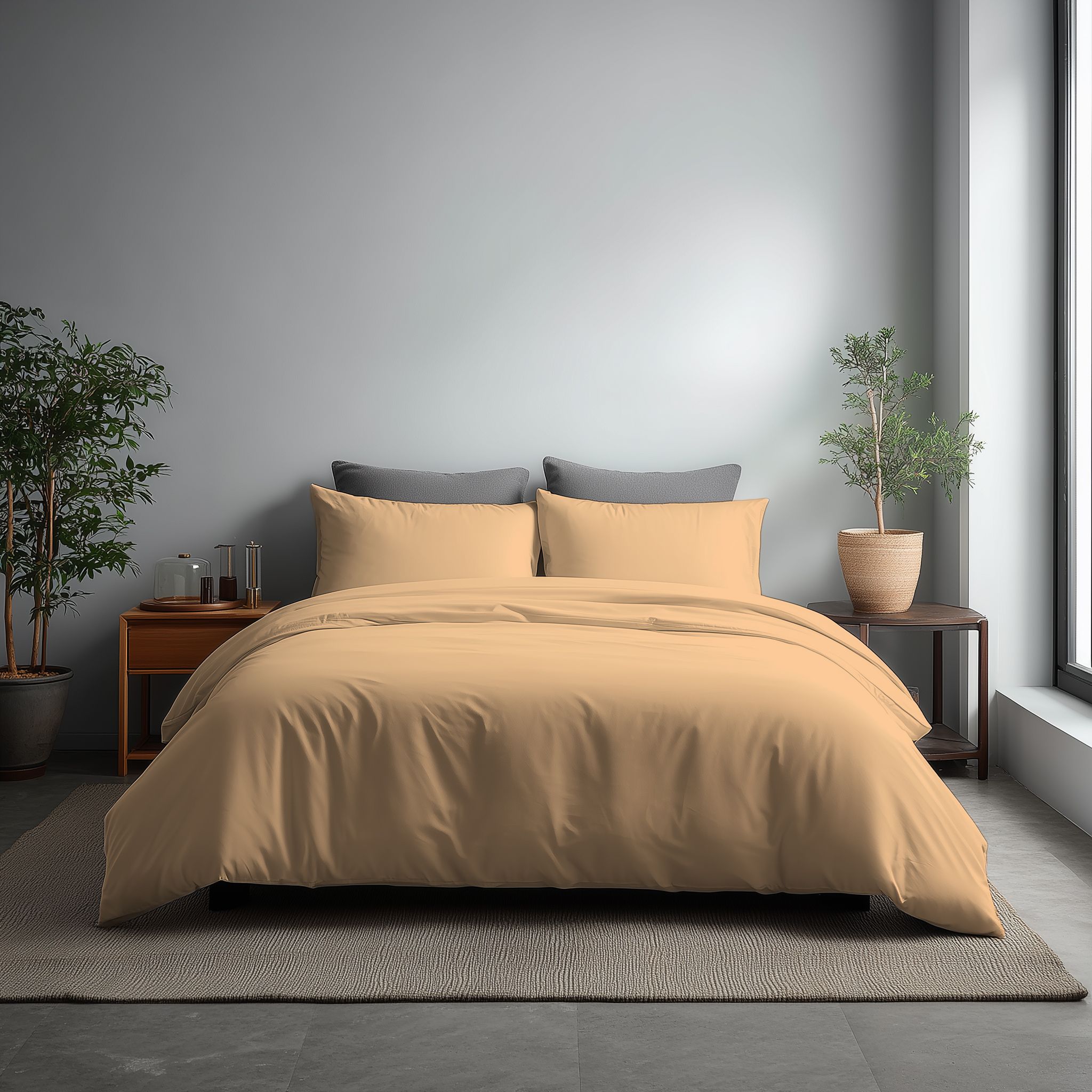 Snug City Microfibre Soft Touch Duvet Cover & Pillowcase/s Set Bed Linen in Beige