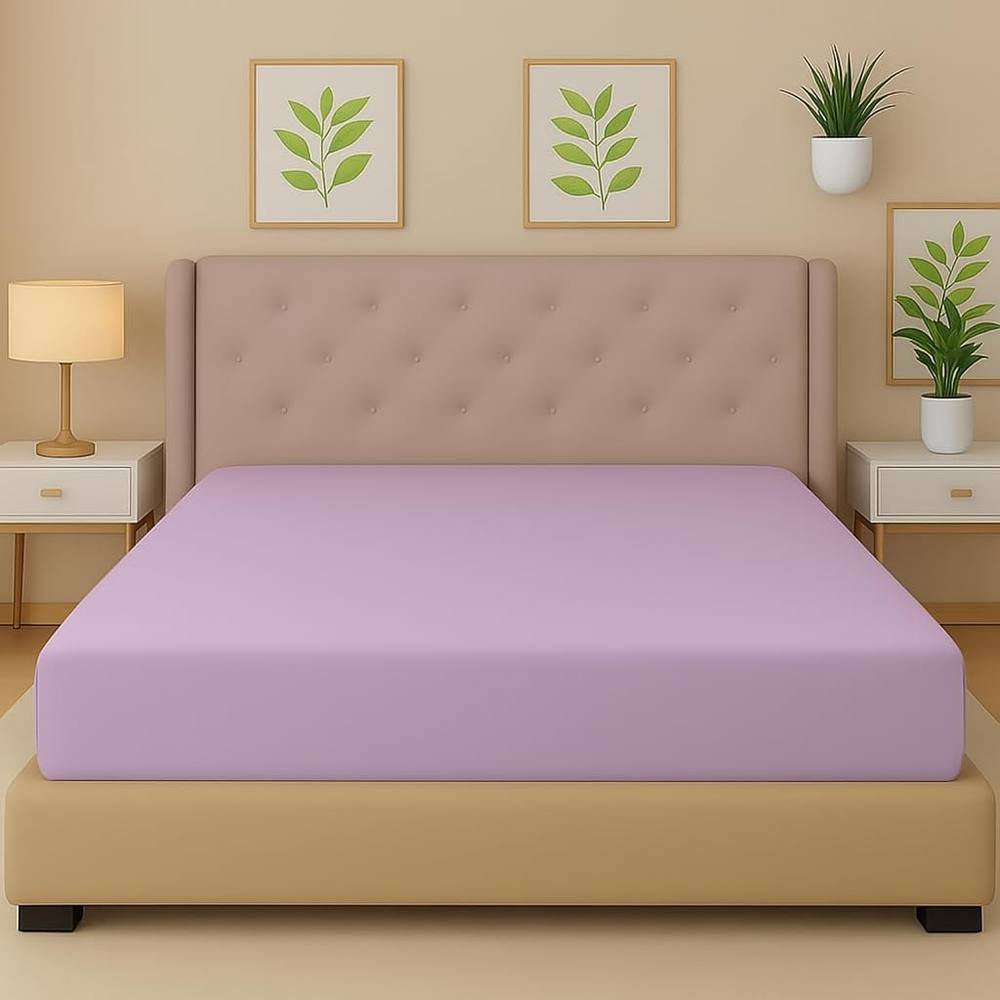 Homes-Linen Flannelette Fitted Sheet 100% Brushed Cotton 25cm Deep in Lilac
