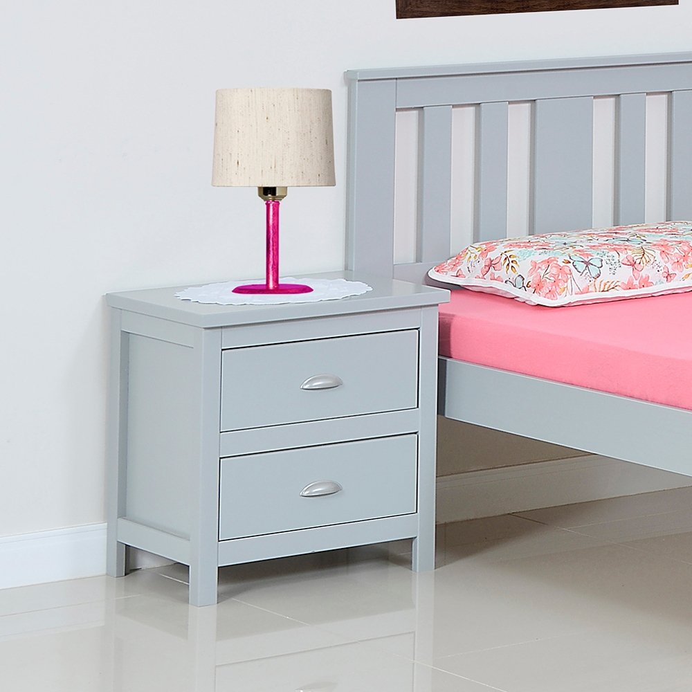 Kingston Grey Wooden 2 Drawer Bedside Table
