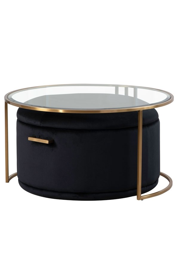 Aria Coffee Table and Storage Ottoman Black - Set