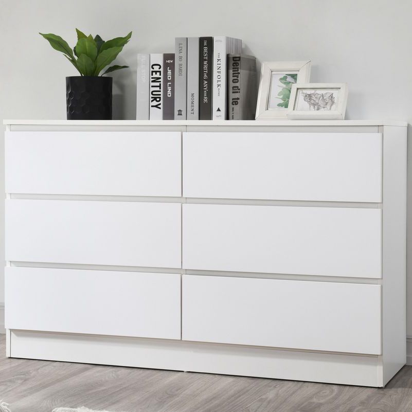 Birlea Oslo 6 Drawer Chest Grey in White