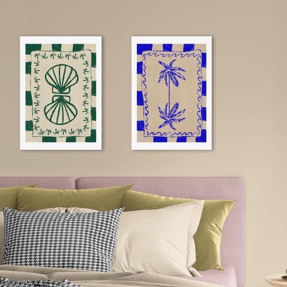 East End Prints Set of 2 Coastal Charm and Seashell Prints