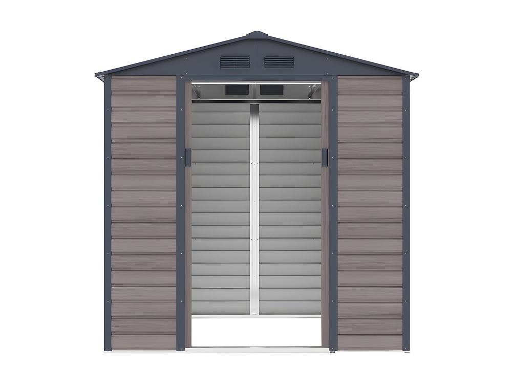 Vente-unique Metal Garden Shed In Grey Wood Effect Galvanised Steel 4.15 M² 5
