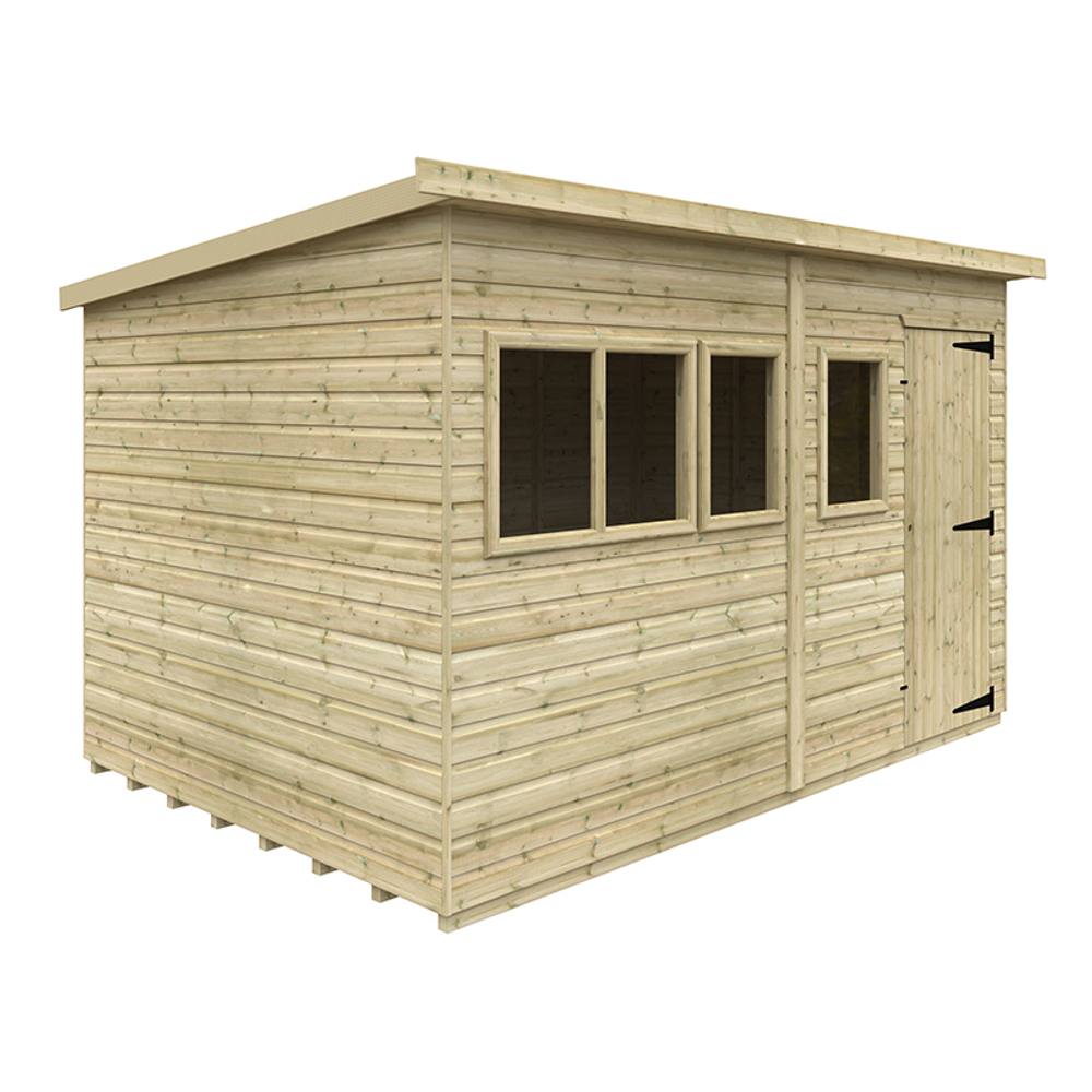 Buttercup Farm 12 x 8 Feet Tanalised Deluxe Pent 16mm Shed - Solid Wood/Softwood/Pine in Natural