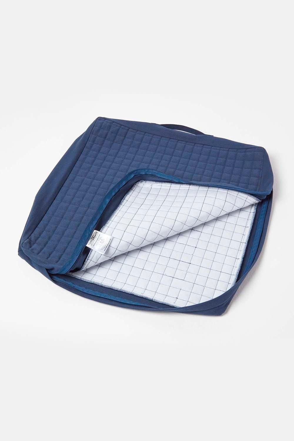 Homescapes Quilted Cotton Armchair Booster Cushion Cover in Navy