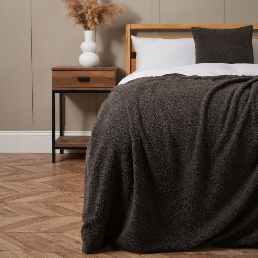 Really Soft Teddy Bear Fleece Throw, Grey