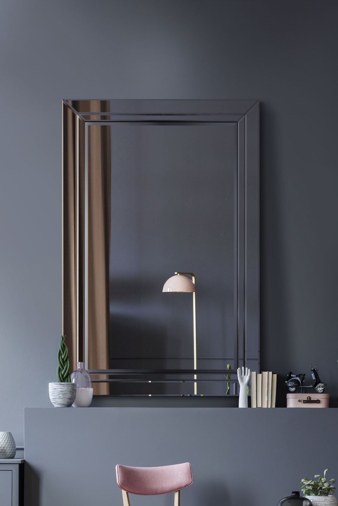 MirrorOutlet Cranbury All Glass Large Dress Mirror 120 x 80 CM in Silver