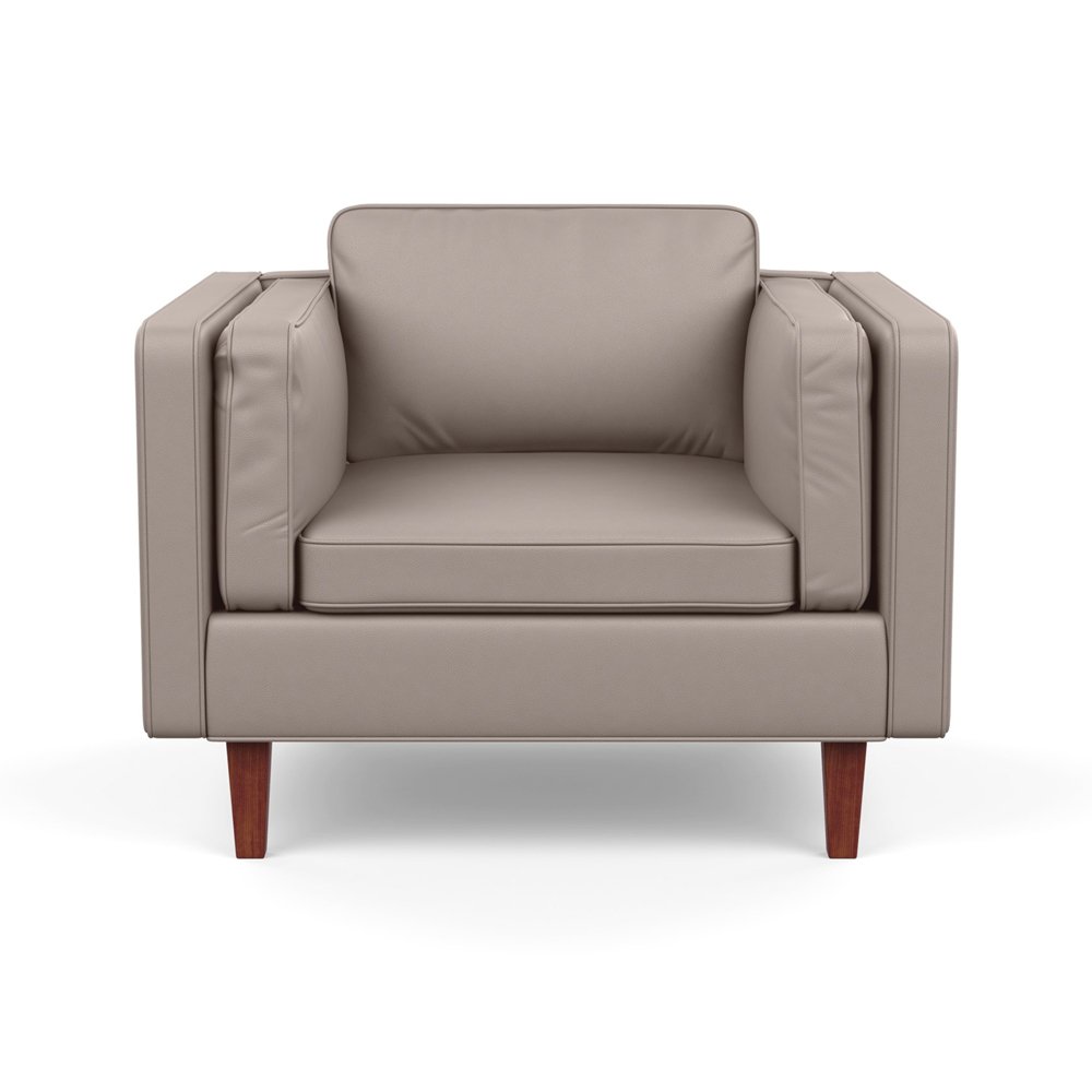 Heal's Chill Armchair Leather Grain Light Grey 060 Walnut Feet