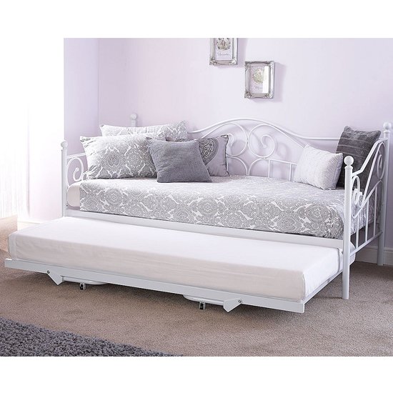 Madison Metal Single Day Bed With Guest Bed In White