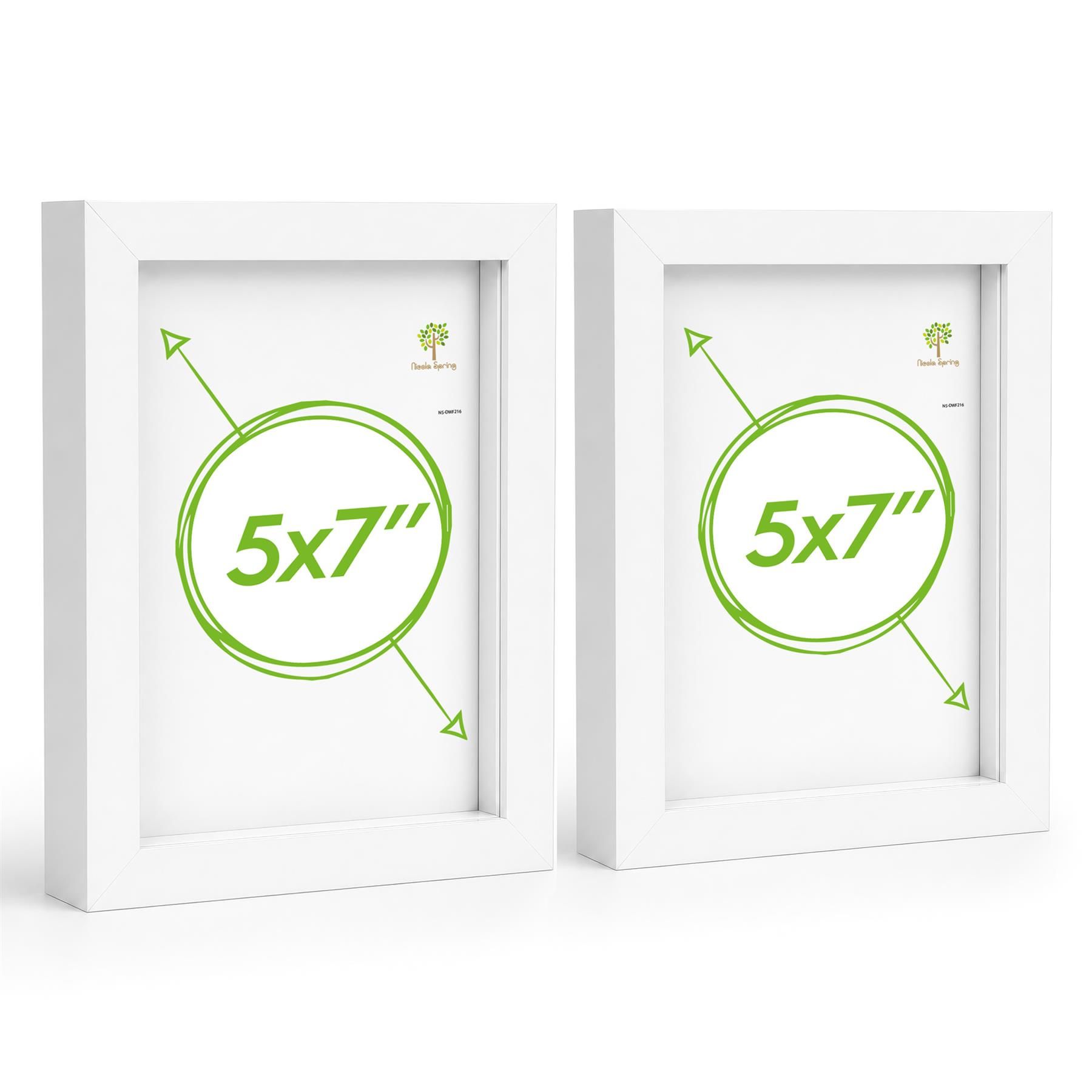 Nicola Spring 3D Box Photo Frames - 5" x 7" - White - Pack of 2