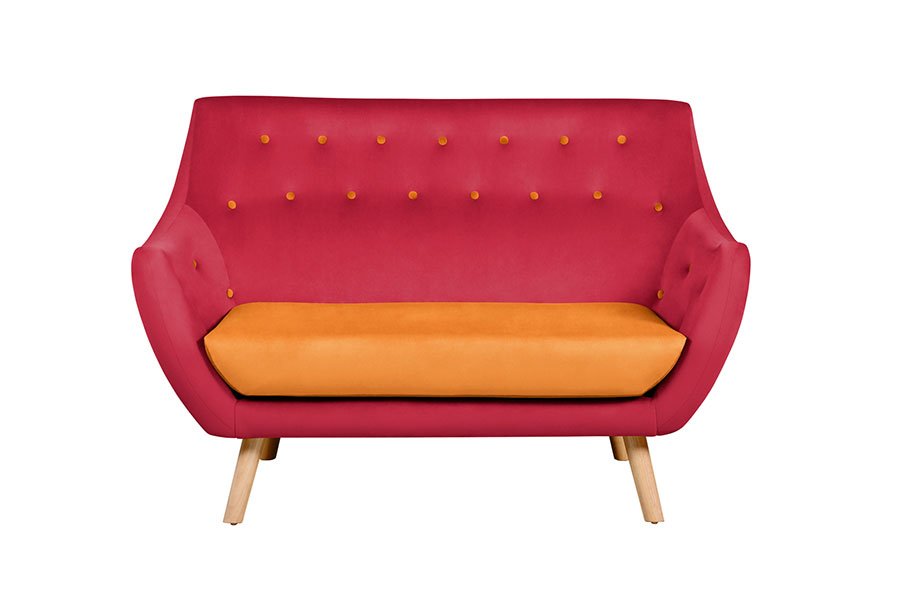 Poet Sofa, Luxor Cranberry Two Tones