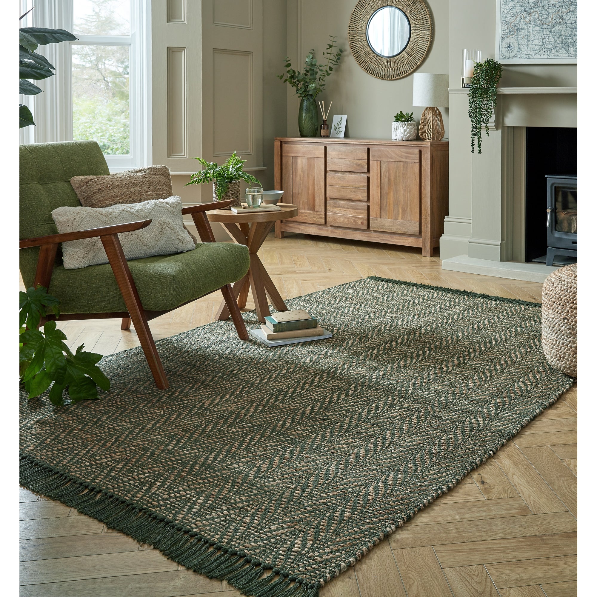Jute Herringbone Rug Jute Herringbone Green