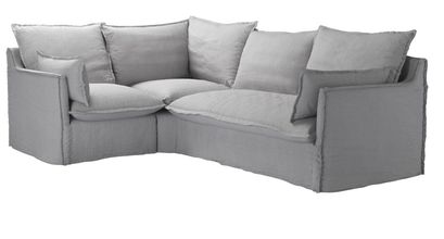 Isaac Asym: LHF Single w RHF 2 Seat Sofa Bed in Cobble Brushed Linen Cotton - sofa.com