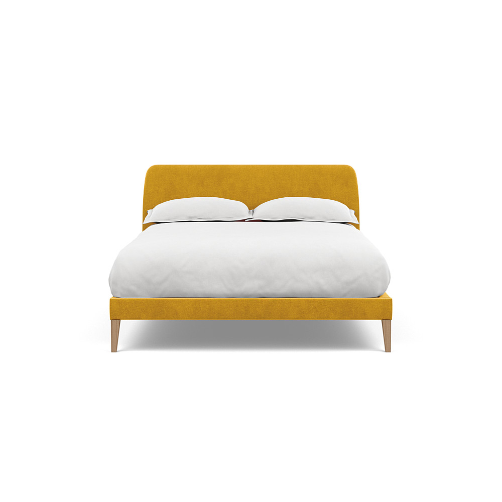 Heal's Wallis Bedstead Double Smart Luxe Velvet Canary Black Feet