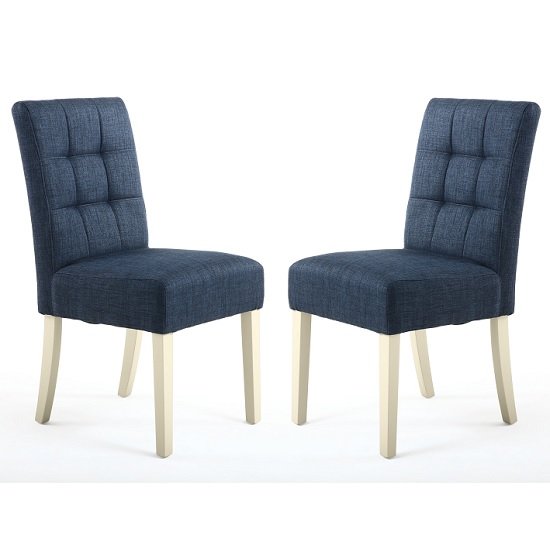 Catria Dining Chair In Polo Blue With Cream Legs In A Pair
