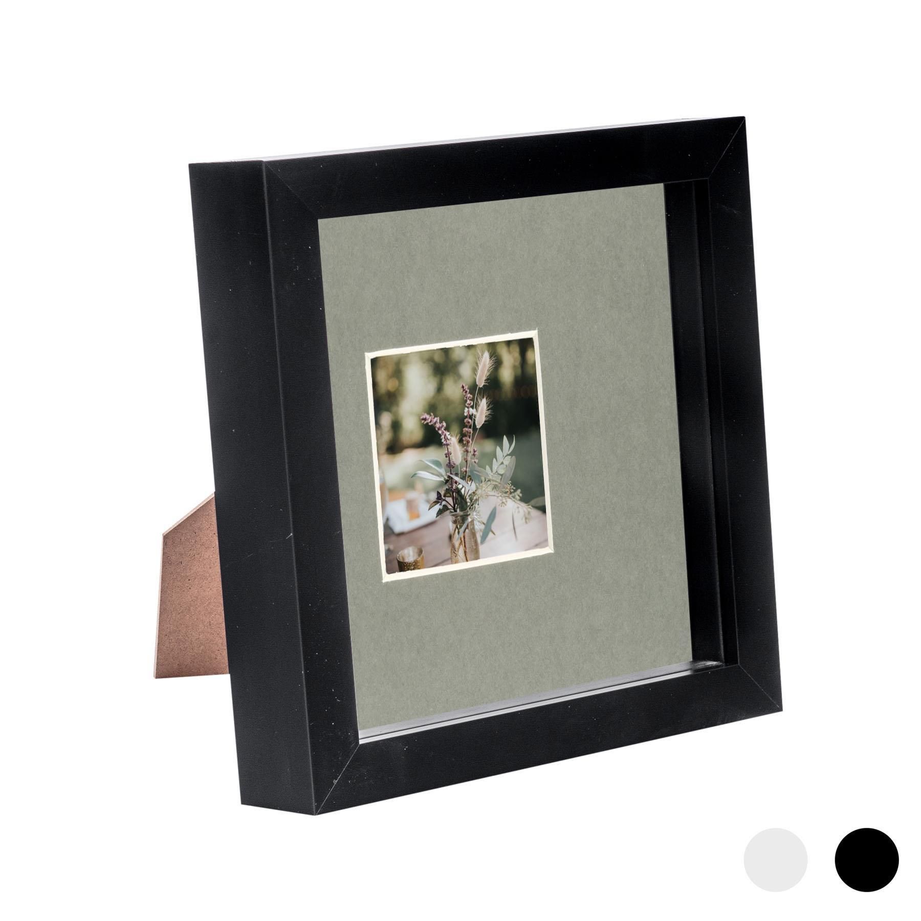 Nicola Spring 3D Box Photo Frame - 6 x 6" with 2 x 2" Mount - Black Mount