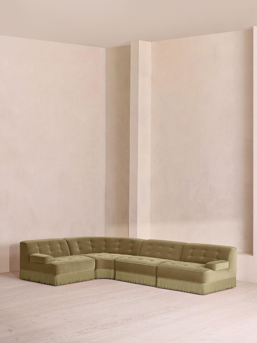 Elowen Modular Sofa, L-Shape Sofa, Velvet, Lichen