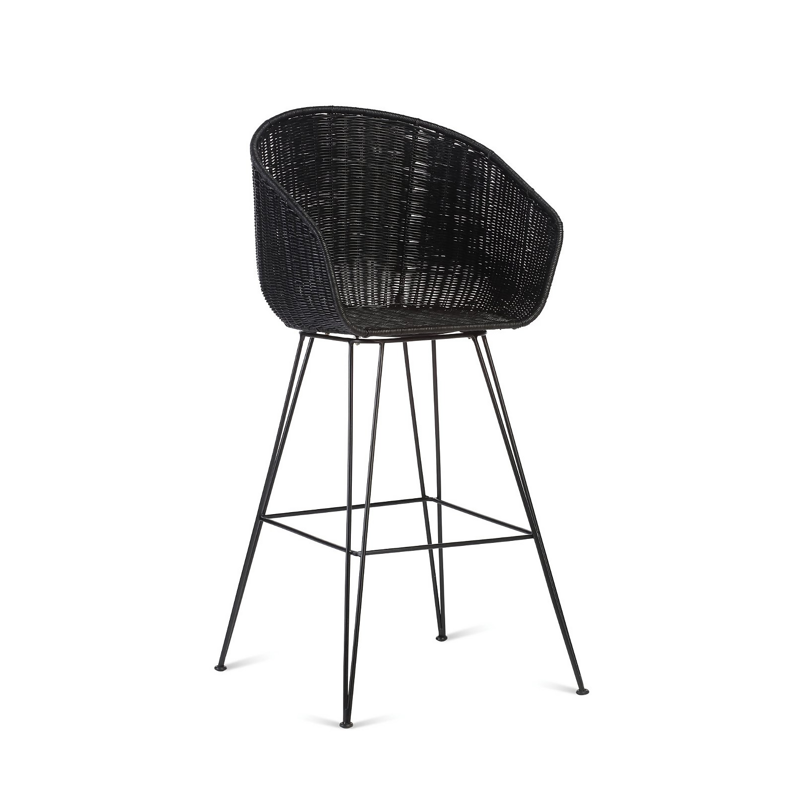 Porto Rattan Black Bar Stool