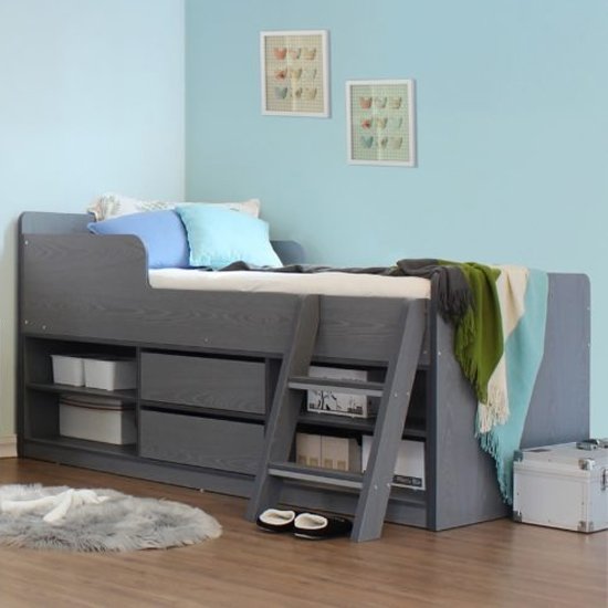 Intana Wooden Low Sleeper Bunk Bed In Grey