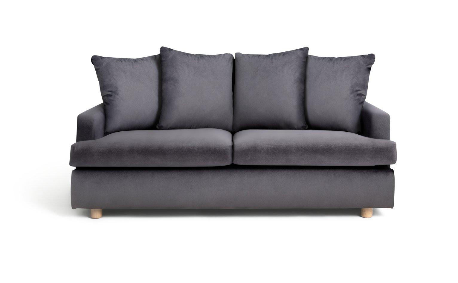 Habitat Lana 2 Seater Velvet Sofa with Cushion - Charcoal