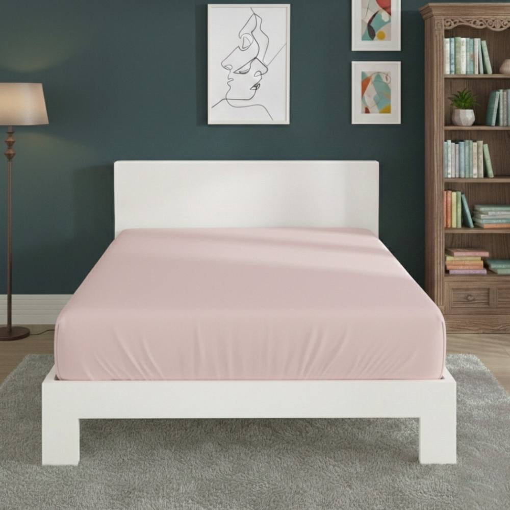 Snug City Polycotton Fitted Sheet Extra Deep 40cm Skirt Easy Care in Pink