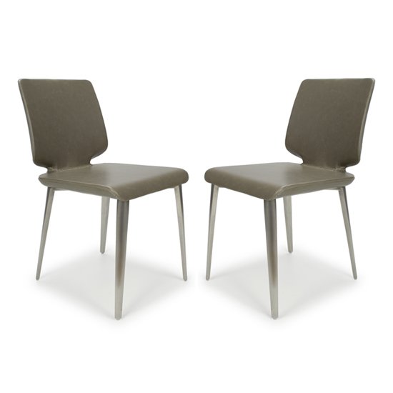 Skypod Square Armless Leather City Grey Dining Chairs In Pair