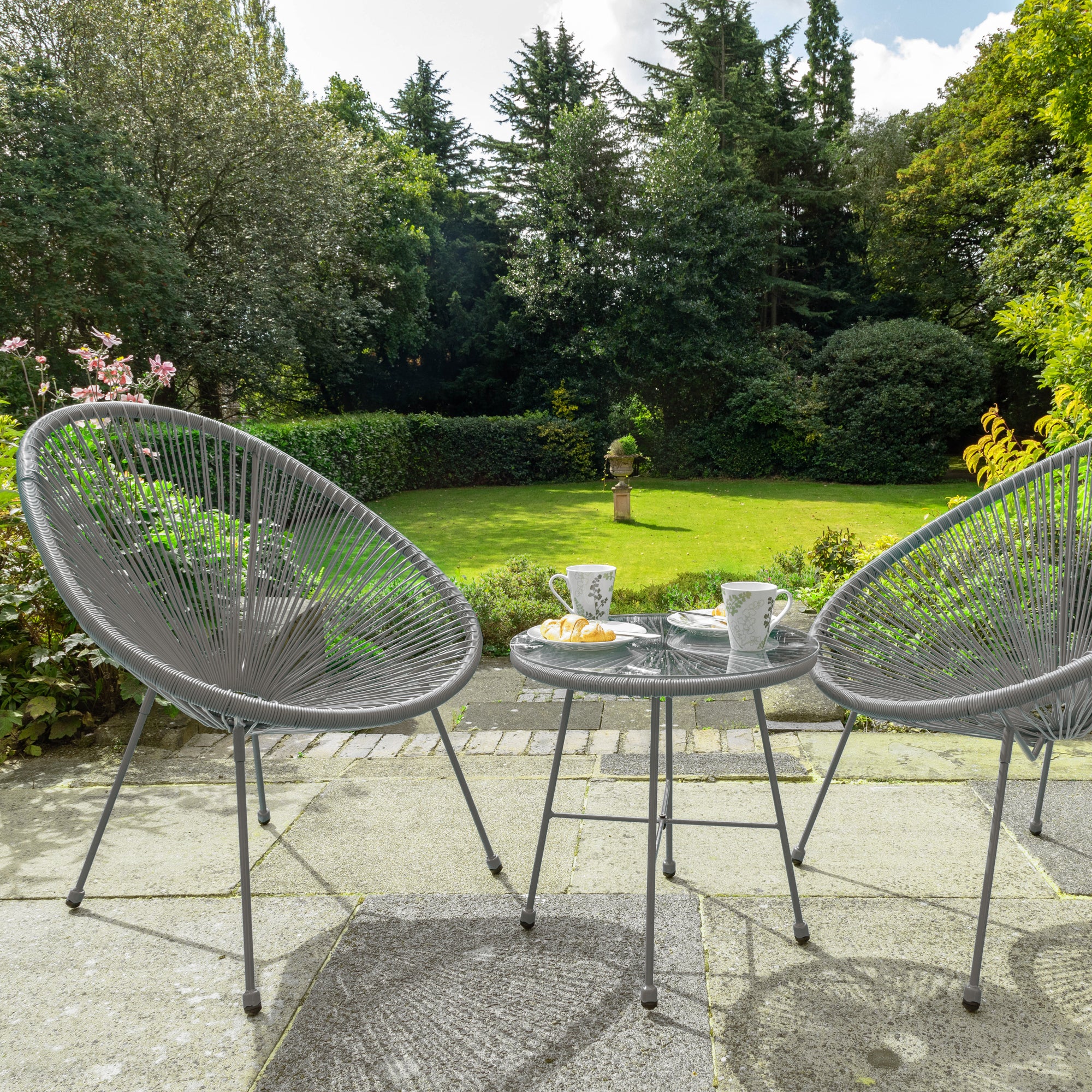 Monaco 2 Seater Grey Egg Chair Bistro Set Grey