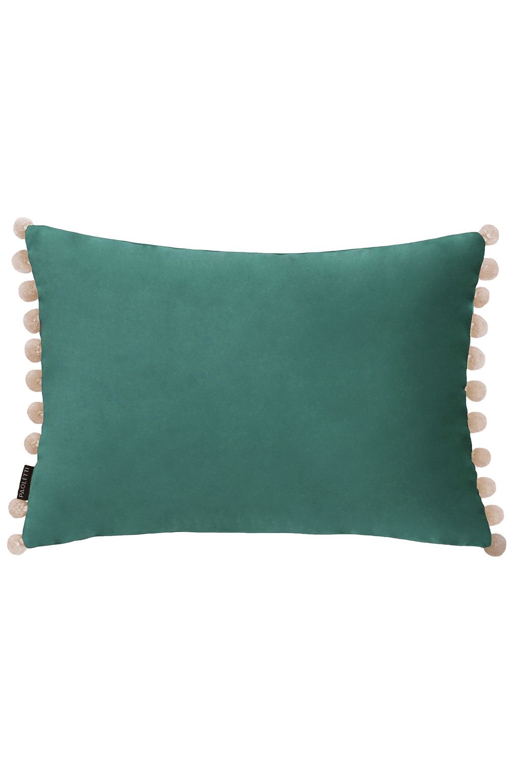 Paoletti Fiesta Soft Velvet Pom Pom Trimmed Cushion in Teal