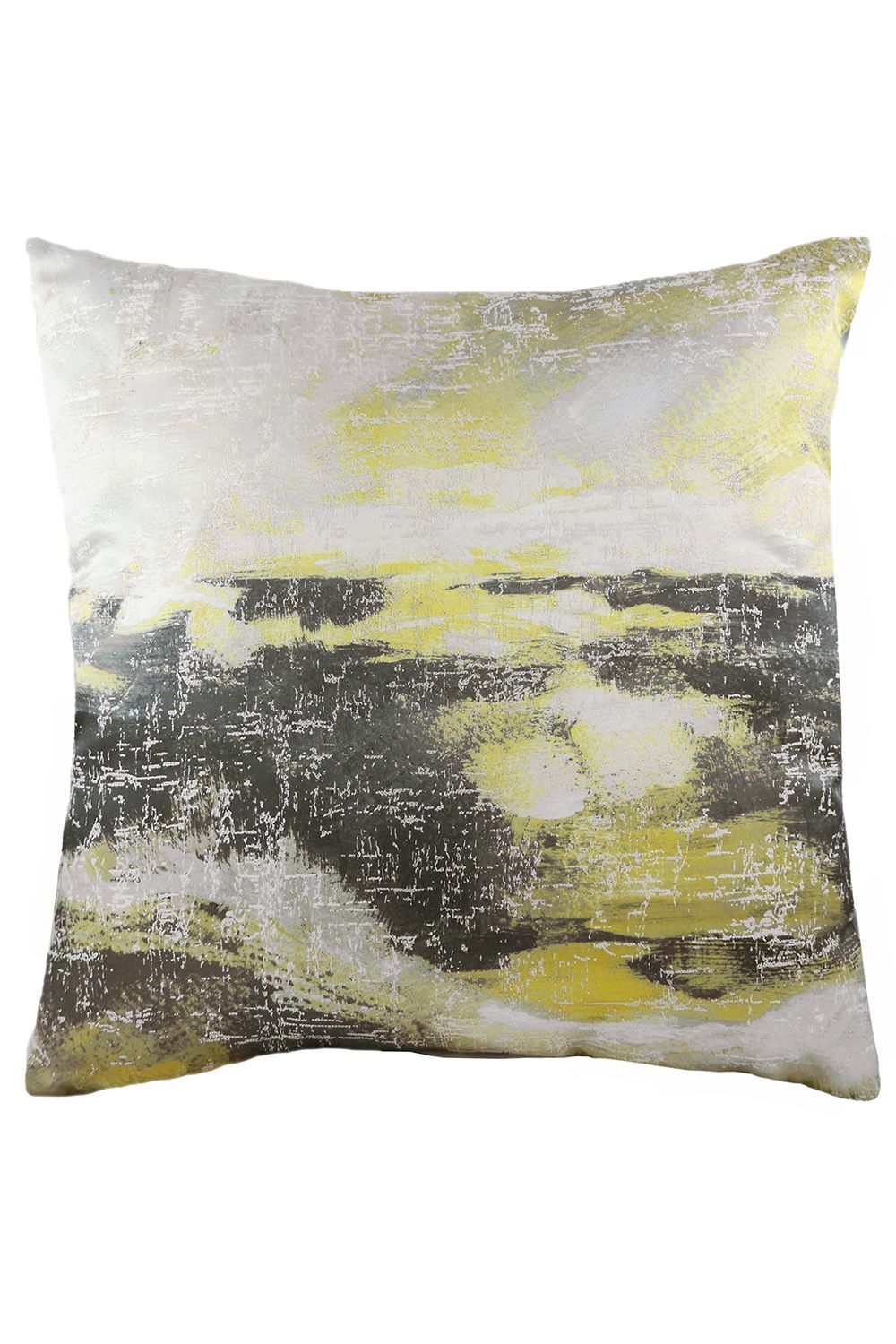 Evans Lichfield Landscape Abstract Hand-Painted Printed Cushion in Grey