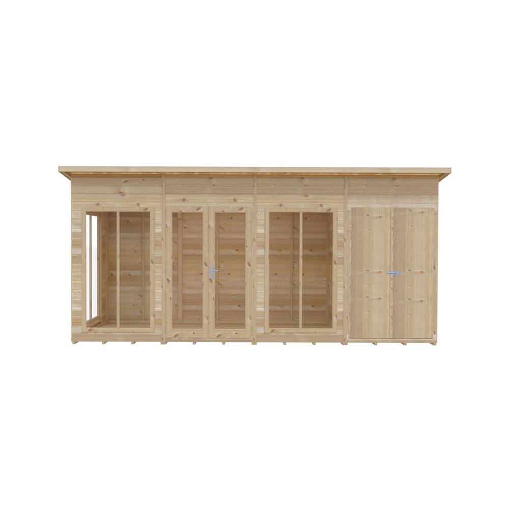 Shires Lela 16x6 Summerhouse including Storage - L185.8 x W476 x H228.4 cm in Light Brown